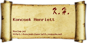 Koncsek Henriett névjegykártya